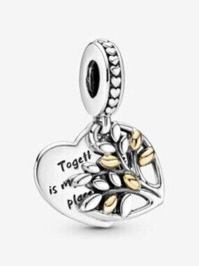 Pandora Two-Tone Family Tree Heart Dangle Charm